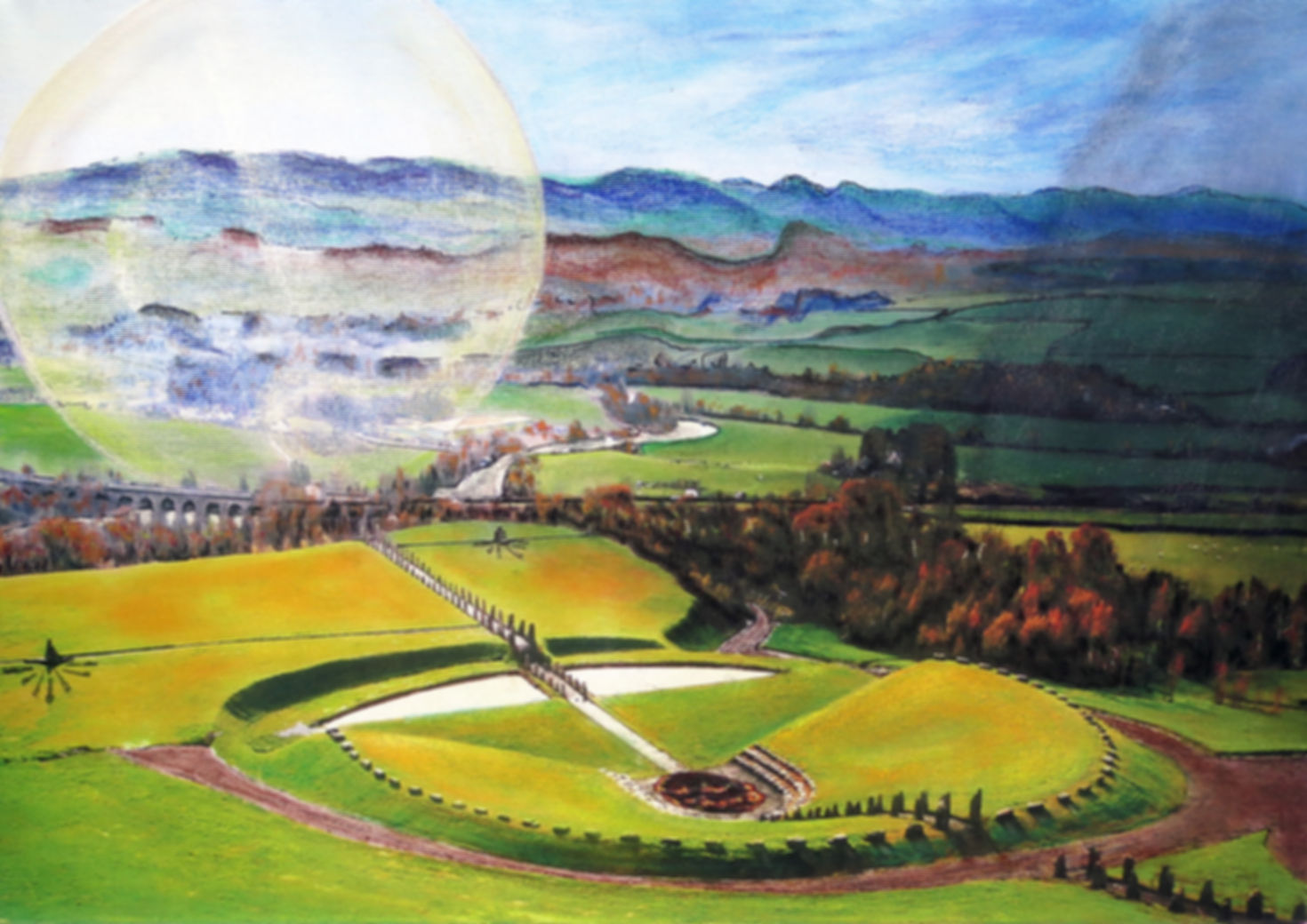 Sun Halo Illusion Painting of Ice & Rain